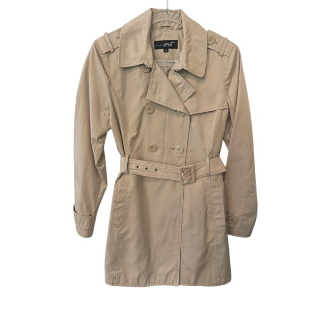 Black Rivet Womens Medium Cream Double Breasted Trench Coat Belted Tan Jacket